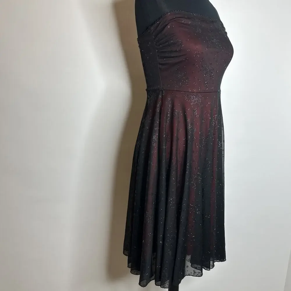Vintage Forever 21 Dress Womens S/M Black Red Mesh Babydoll Whimsy Fairy Y2K